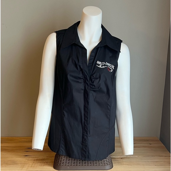 Harley Davidson Sleeveless Button Front Top Size Medium - Picture 1 of 4